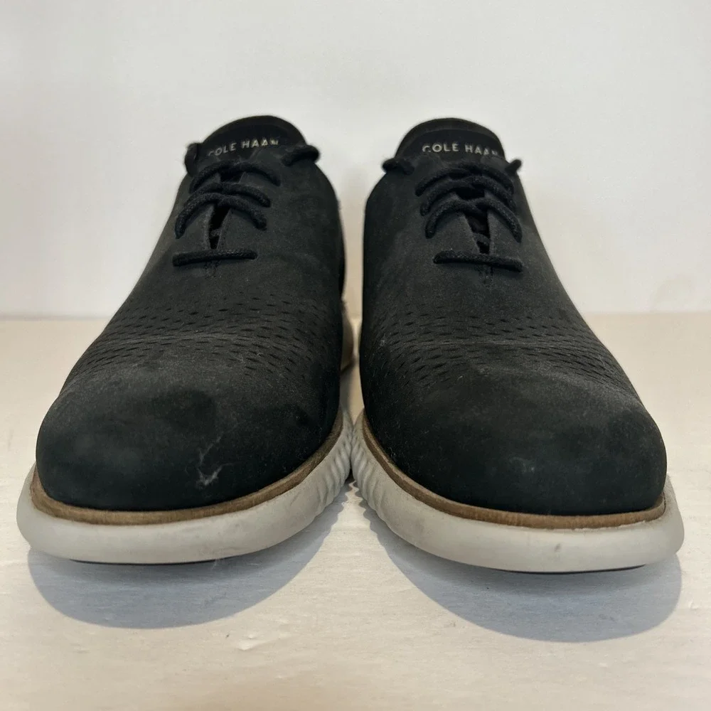 Cole Haan 2.Zerogrand Lined Laser Wingtip Oxford Men 12 Black Nubuck C23807